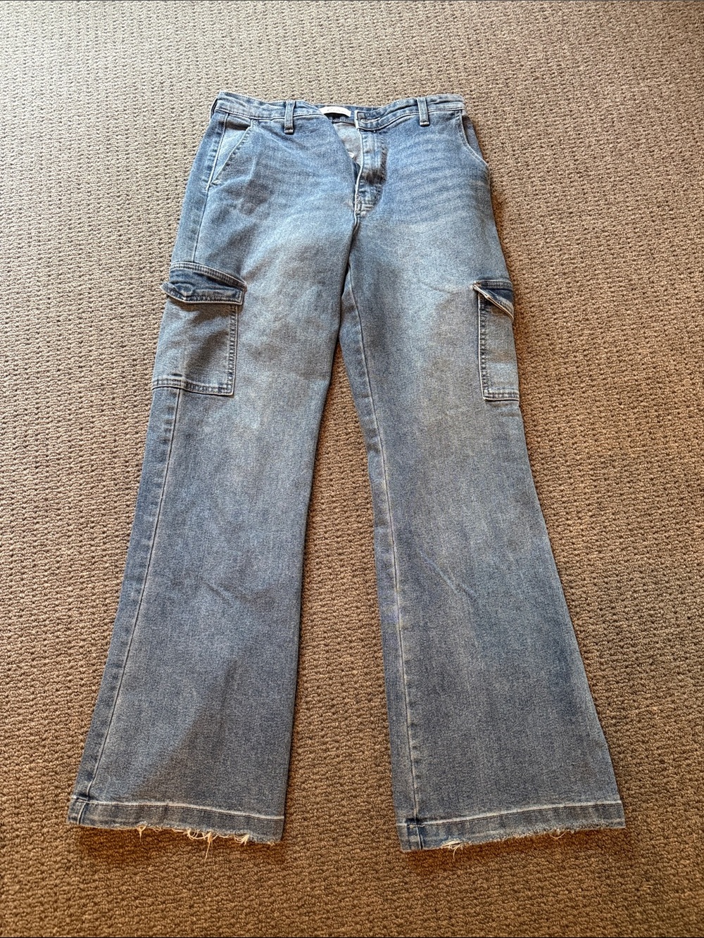 KanCan Aspen High Rise Blue Flare Wide Leg Denim cargo